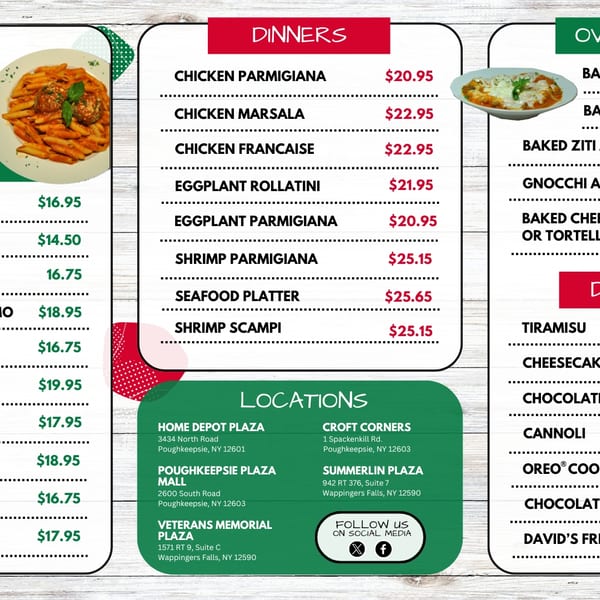 Giacomo's Digital Menu Page 1
