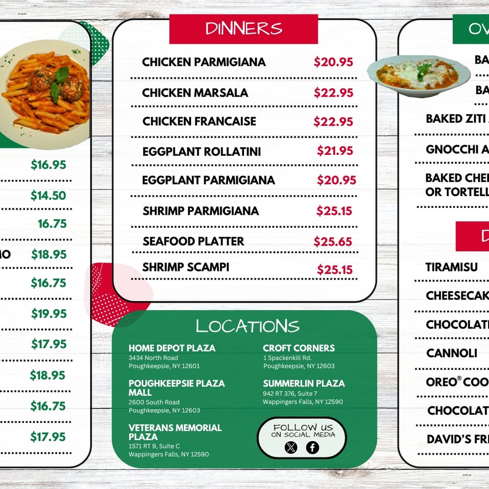 Giacomo's Digital Menu Page 1