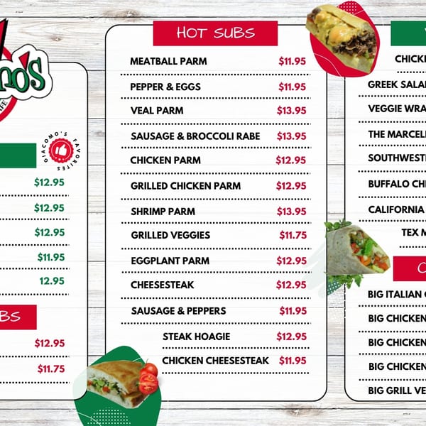 Giacomo's Digital Menu Page 2